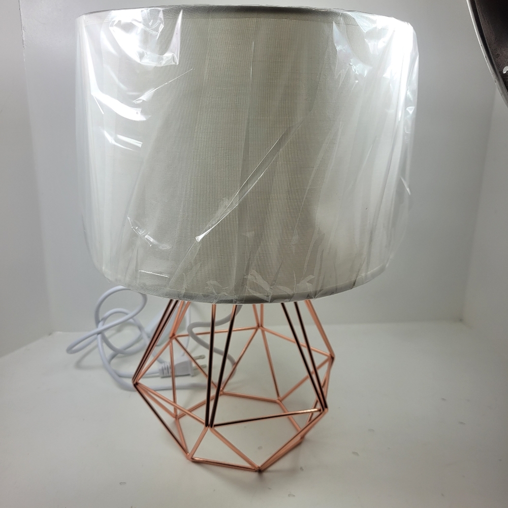 Modern Geometric Table Lamp with White Shade
